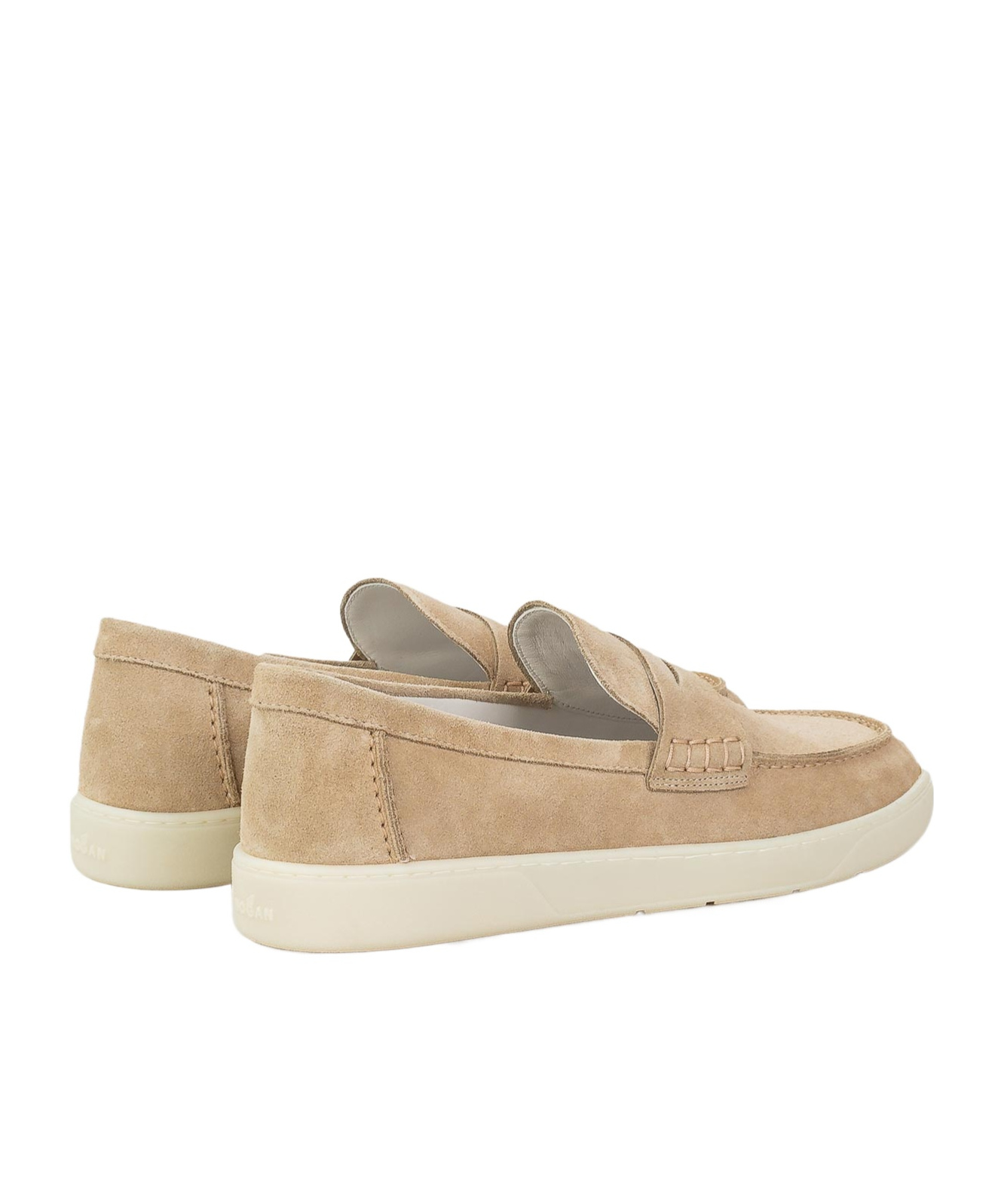 Hogan Suede Loafers Rubber Sole In Nude