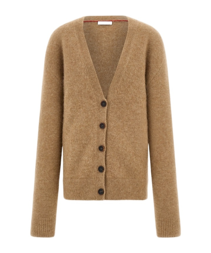 Ferragamo Oversize Wool And Alpaca Cardigan In Brown