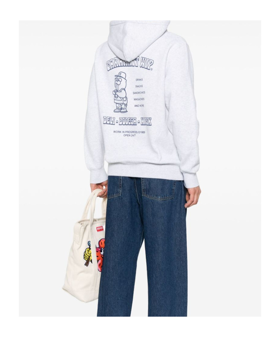 Carhartt Logo Cotton Hoodie With Drawstring Hood In White