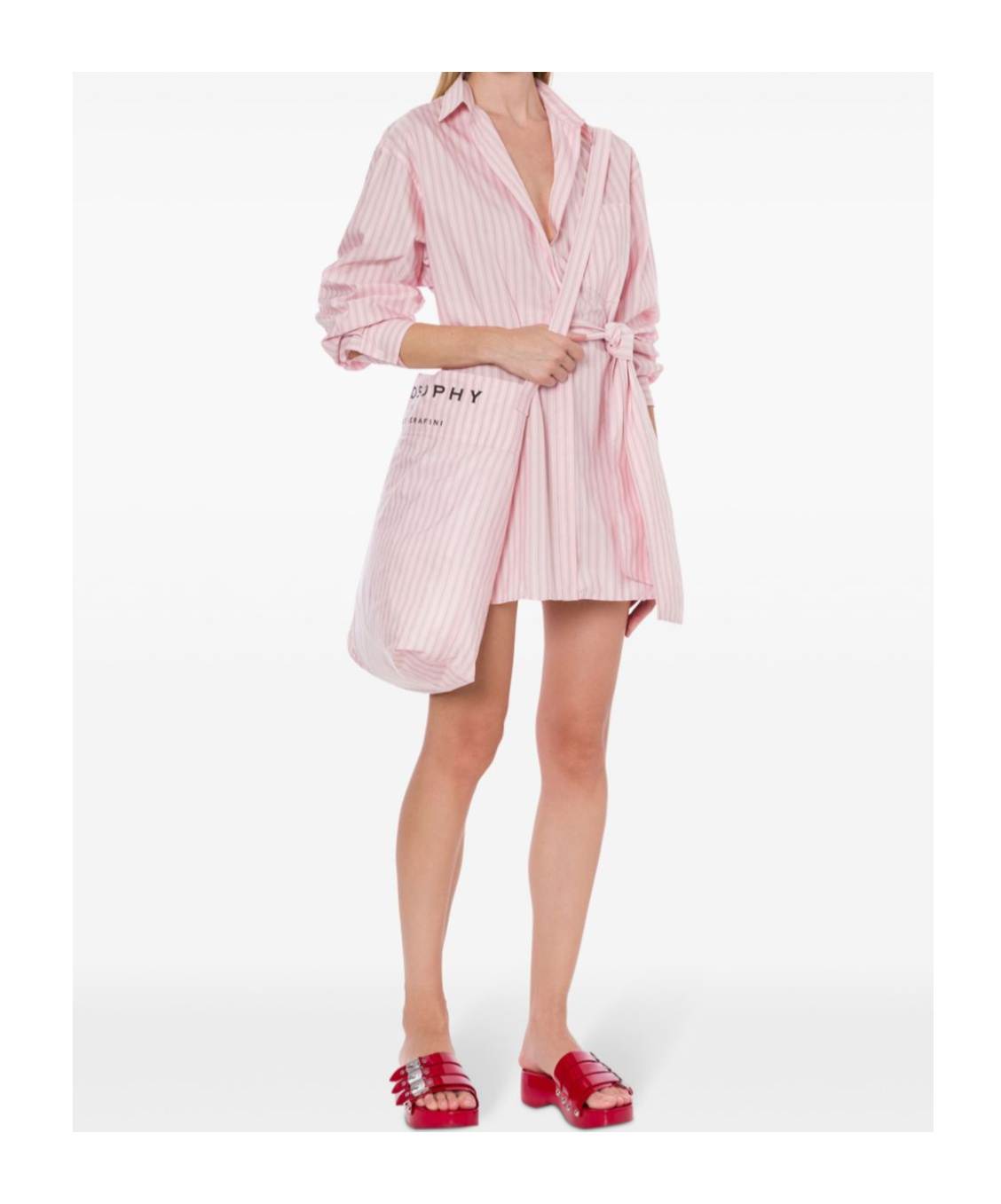 Philosophy Di Lorenzo Serafini Striped Shirt Dress In Pink