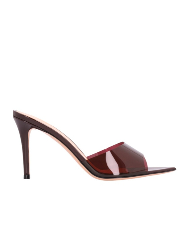 Gianvito Rossi Elle 105 Pointed-toe Plexi Sandals In Burgundy