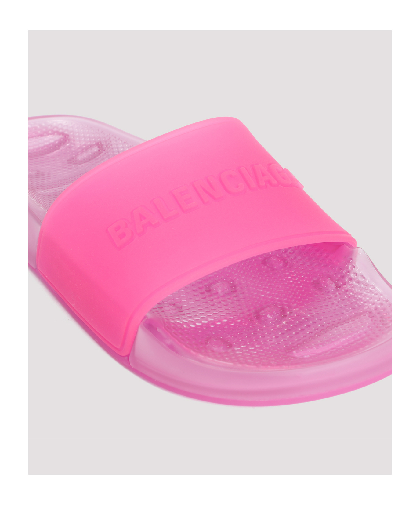 Balenciaga Pink Rubber Pool Transparent Slides Slippers In Pink