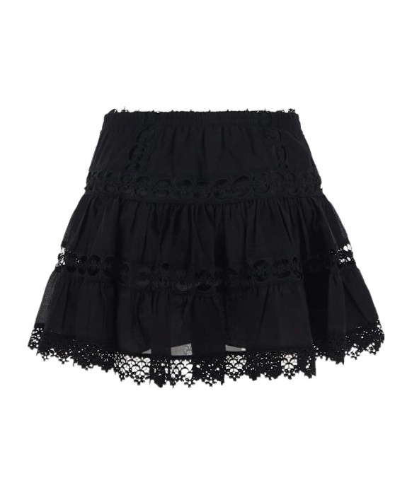 CHARO RUIZ BRODERIE-TRIMMED POPLIN SKIRT