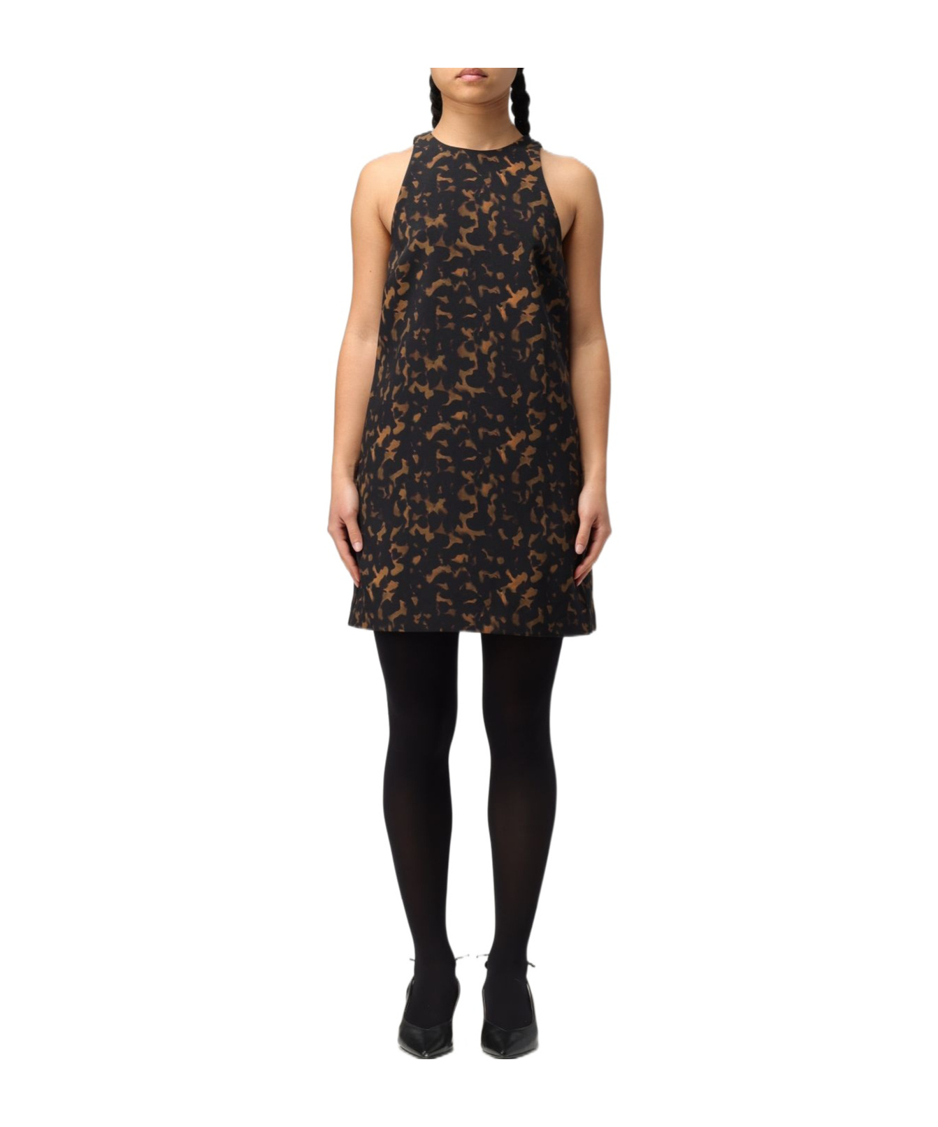 Theory Tortoiseshell Print Mini Dress In Black