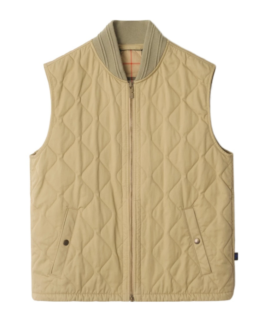 Burberry Quilted Gabardine Gilet In Neutral