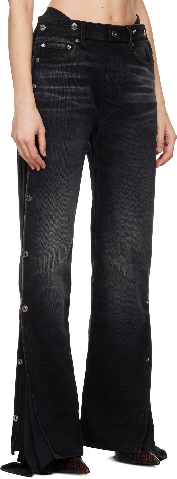Y/project Layered-design Jeans In Black