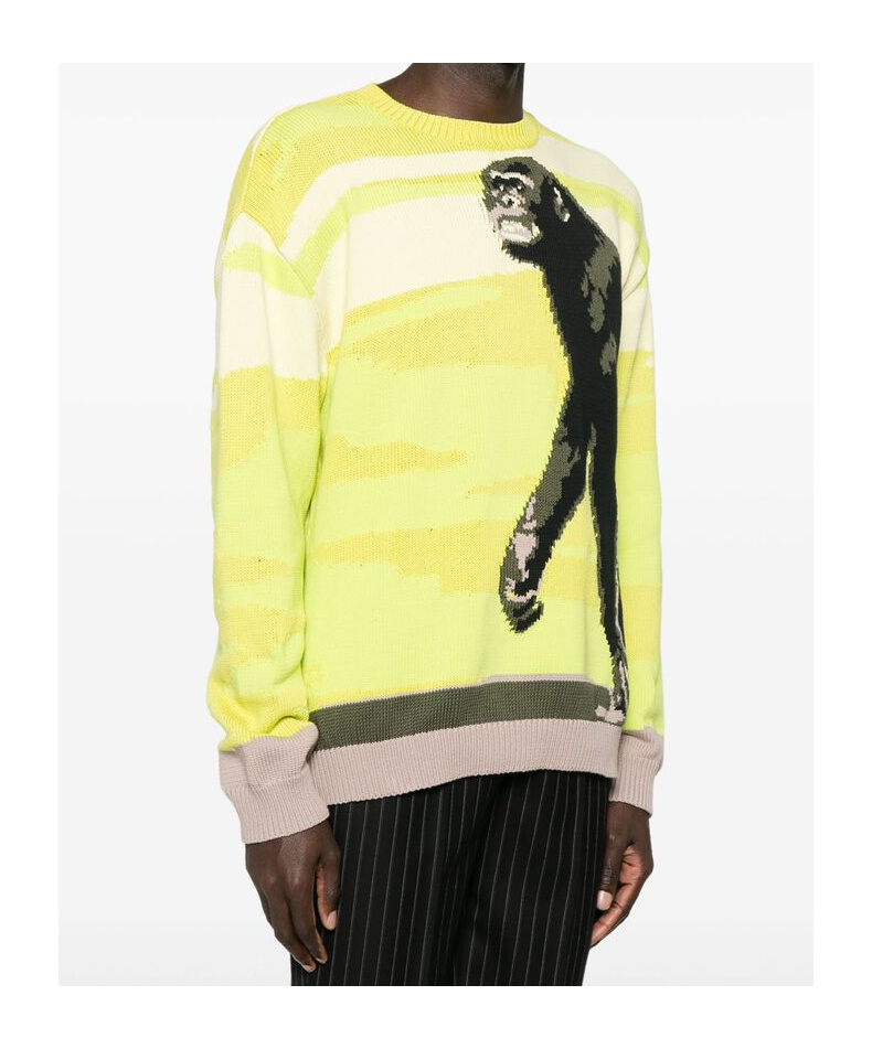 Moschino Chimpanzee Intarsia Knit Sweater In Black