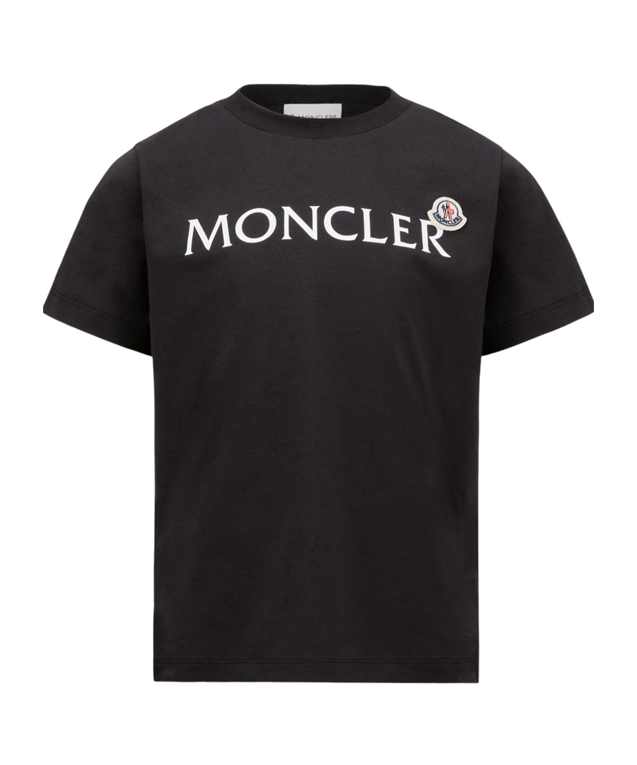 Moncler Enfant Logo Patch Crewneck T-shirt In Black