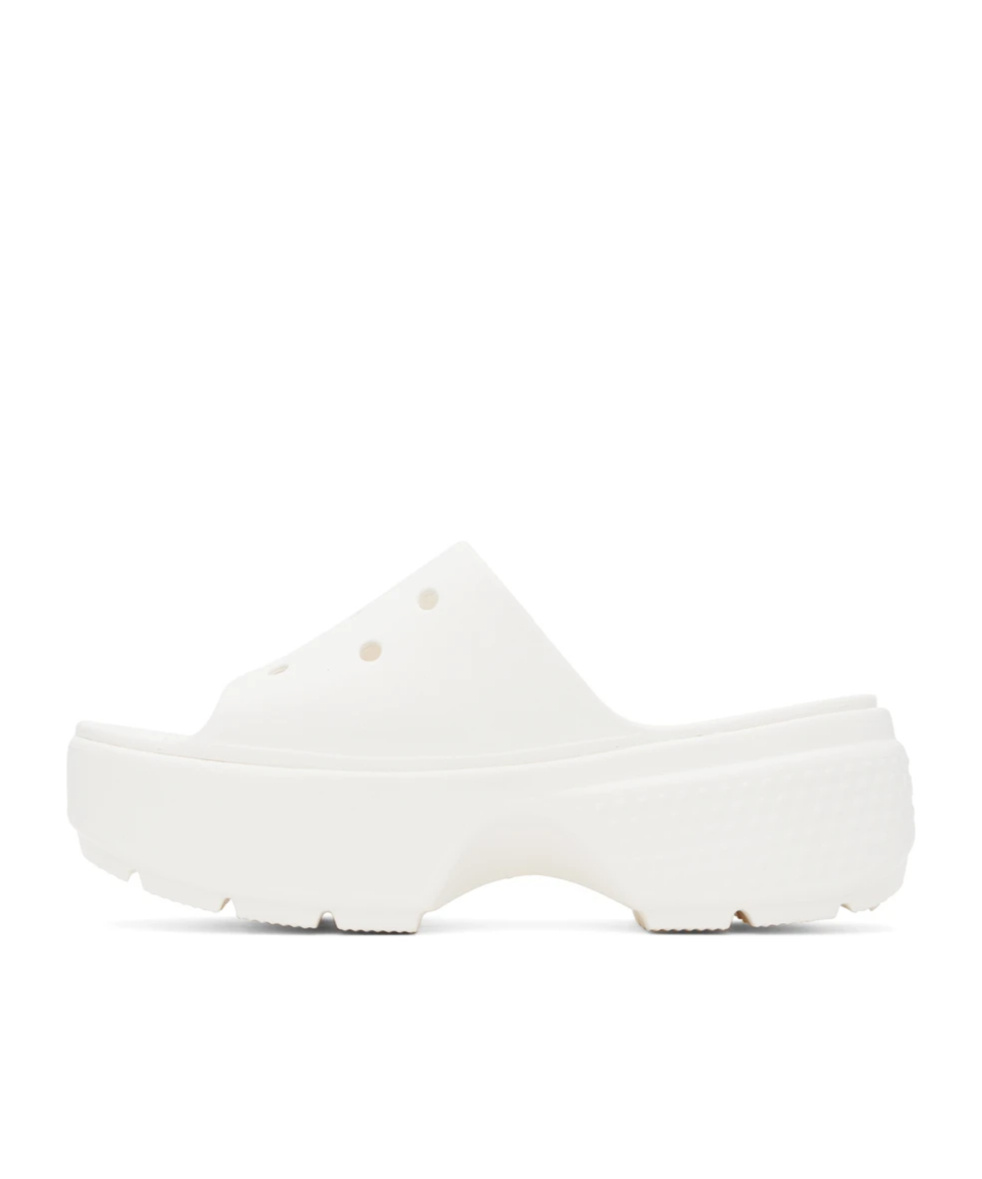 Crocs Logo Embossed Slippers In White
