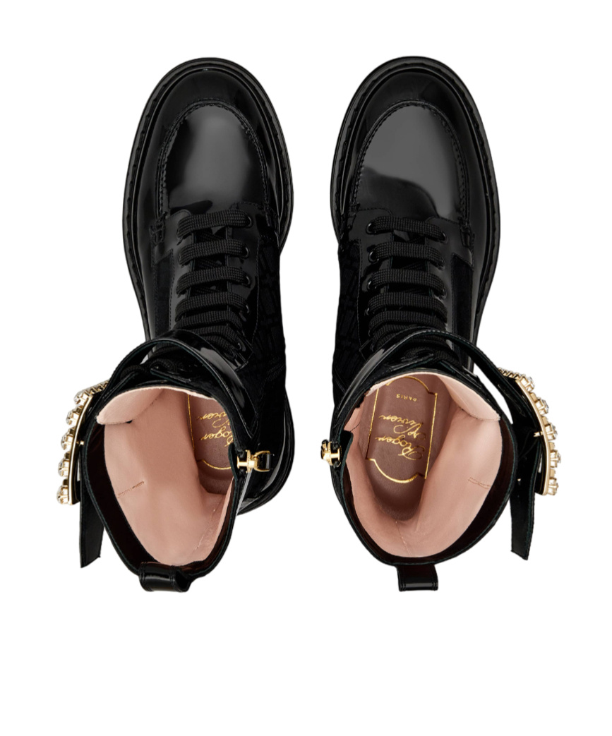 Shop Roger Vivier Viv Rangers Logo Short Boots In Black