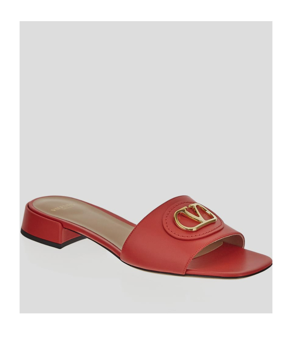 Valentino Vlogo-detail Slide Sandals In Brown