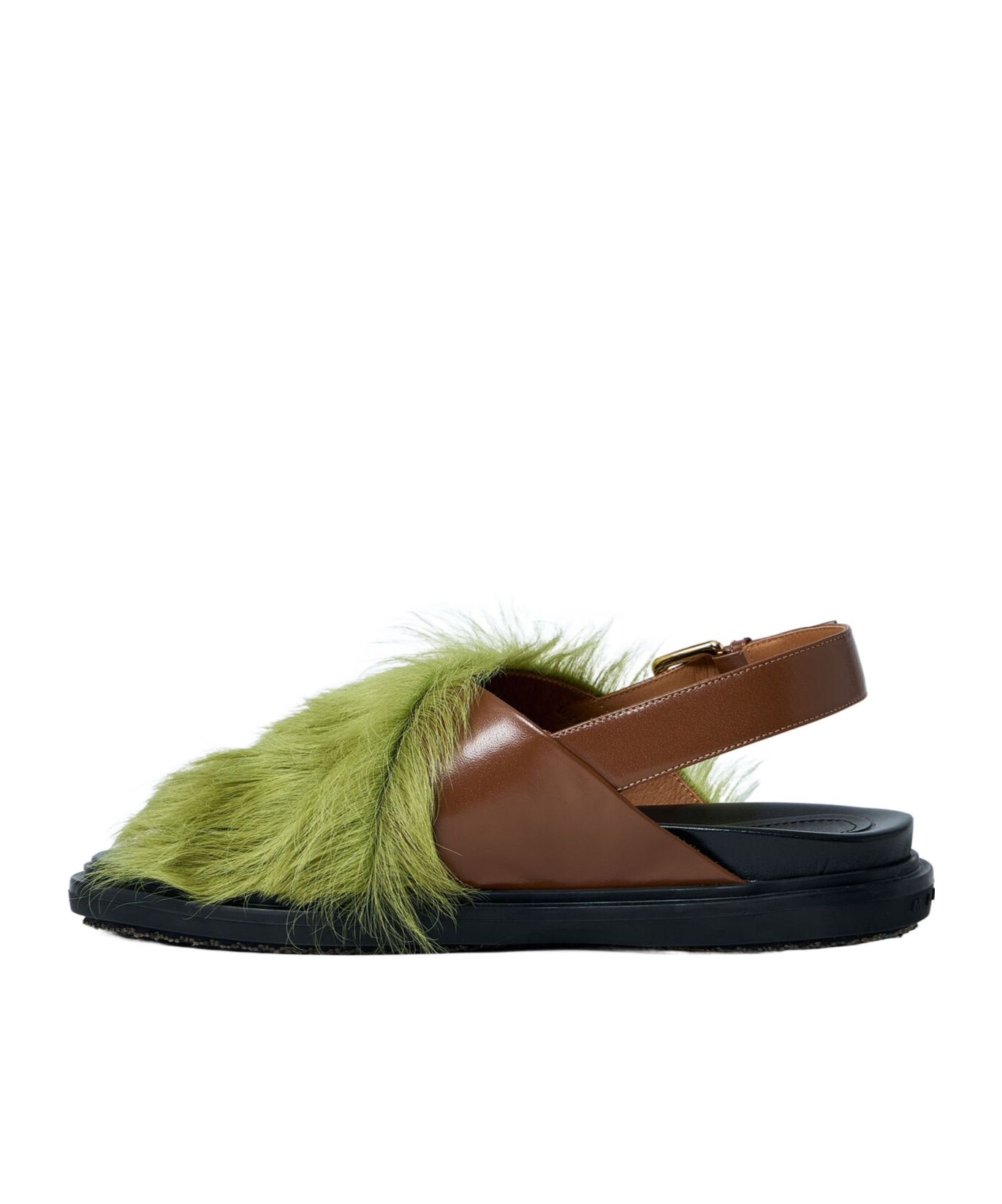 Marni Calf-hair Sandals In Green