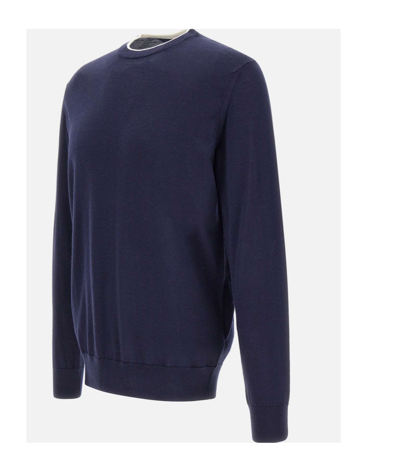 Eleventy Men Blue Crewneck Sweater In Wool And Silk Man In Blue