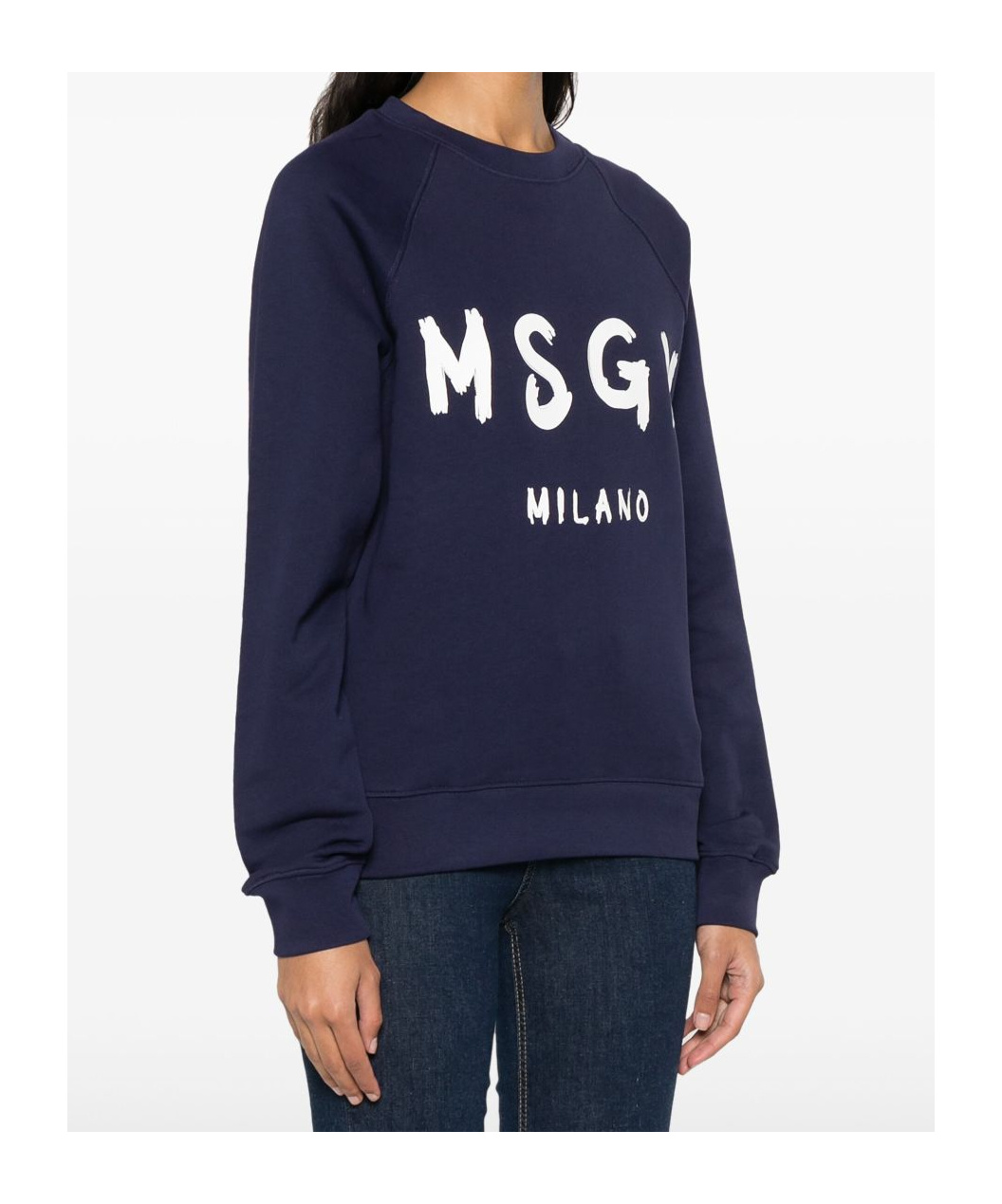Msgm Black Crewneck Sweatshirt With Logo Print In Black
