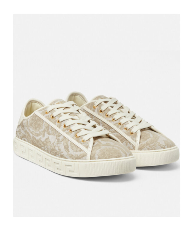 Versace Barocco Greca Low-top Sneakers In White