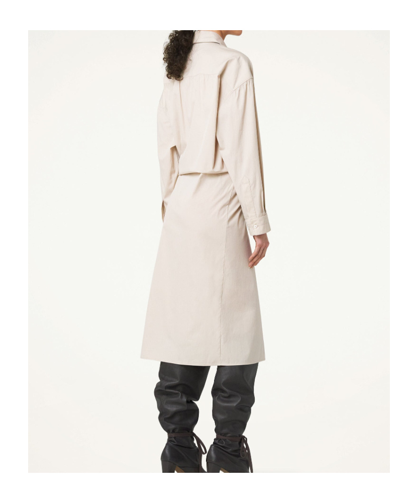 Lemaire Twisted Cotton Poplin Midi Shirt Dress In Nude