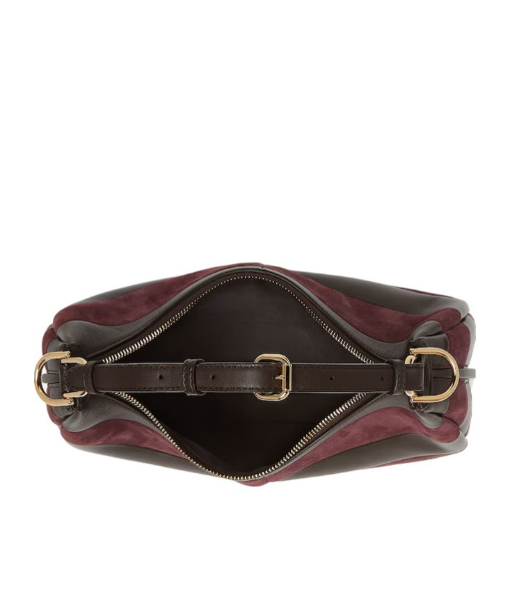Fendi Leather And Suede Bag With Two-tone Inlay In Black