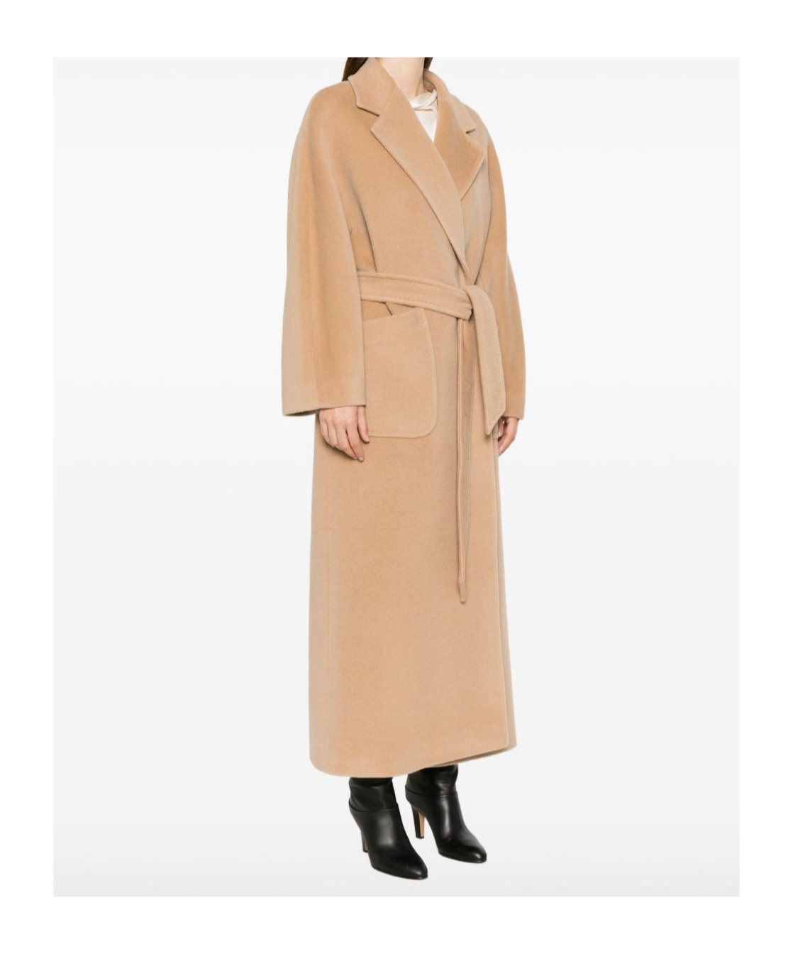 Tagliatore Long Wool Coat With Belt And Pockets In Brown