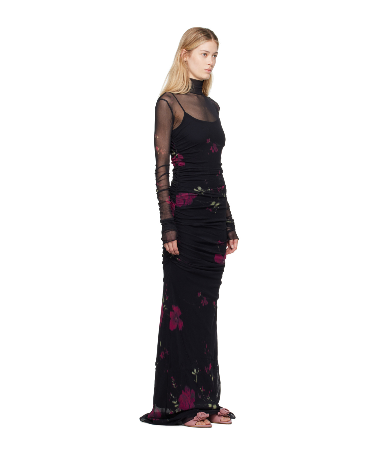 Blumarine Floral Pattern Dress In Black