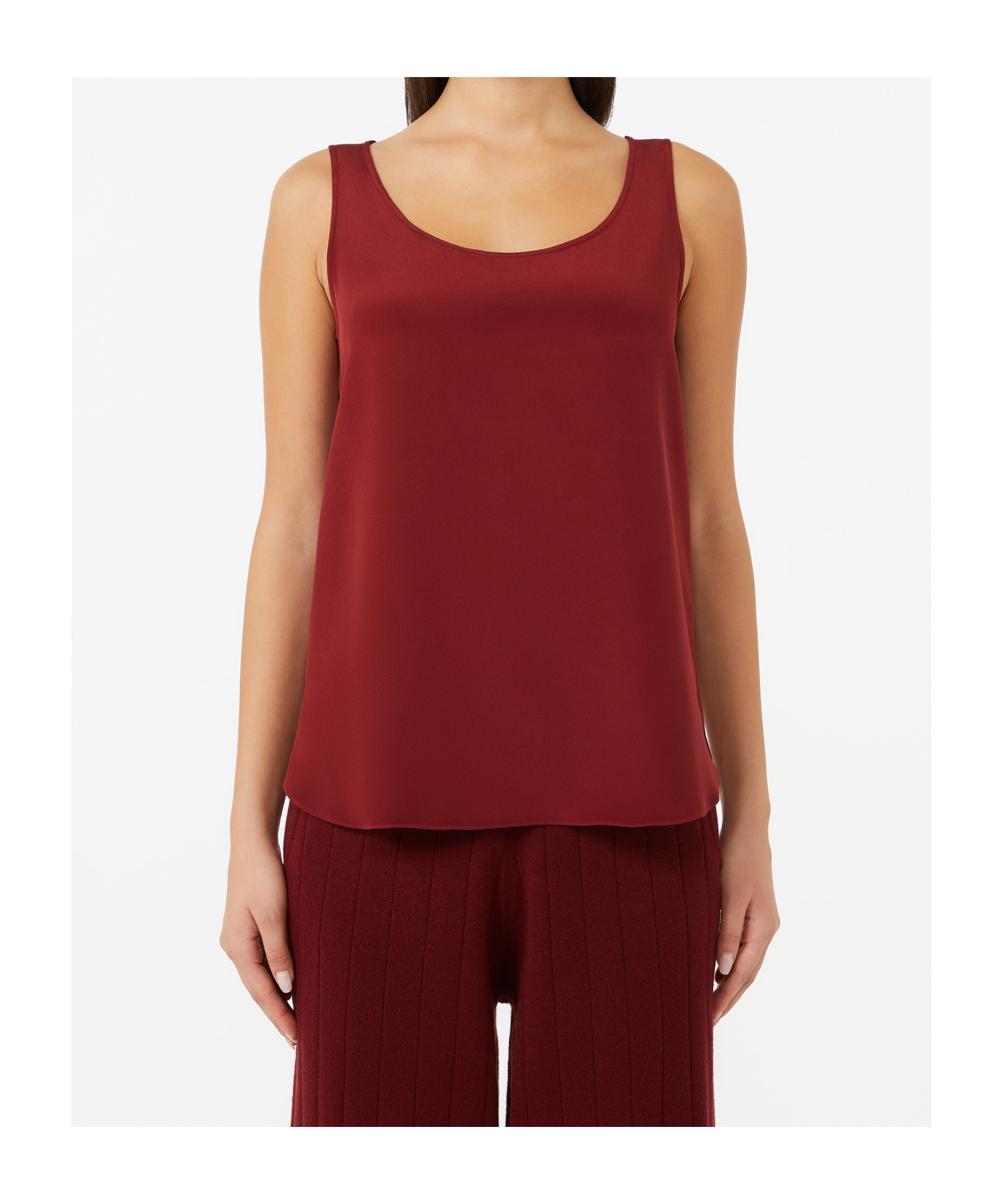 Max Mara Silk Crepe De Chine Top In Burgundy