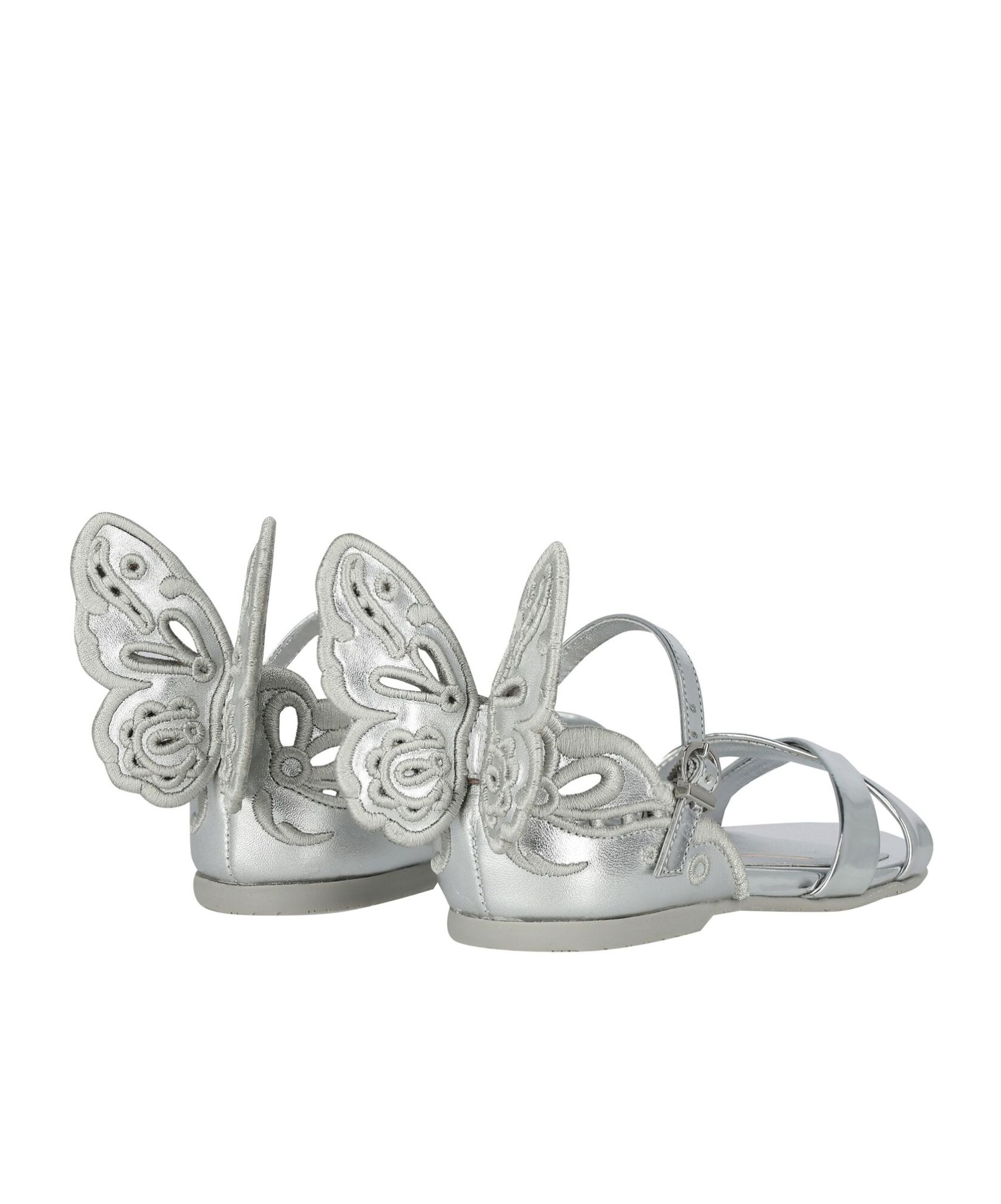 Sophia Webster Kids' Heavenly Wing-embellished Metallic-leather Sandal In Gray