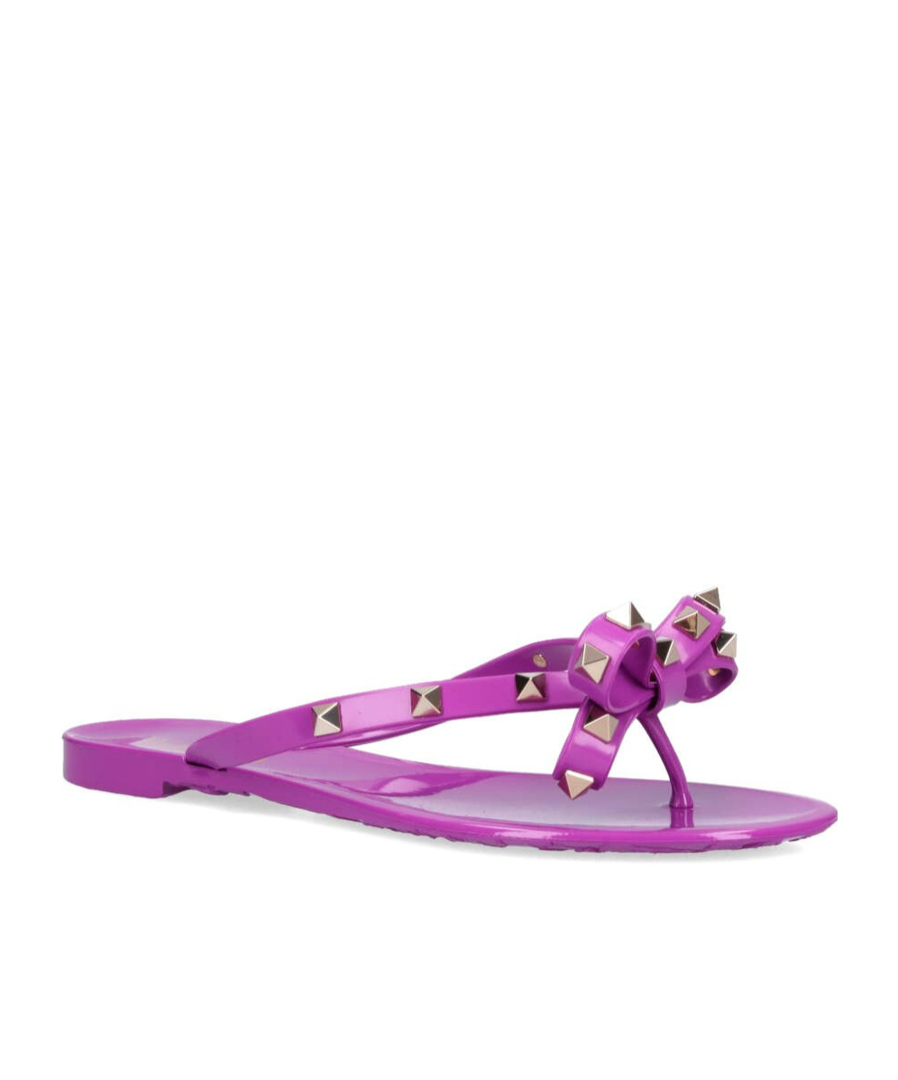 VALENTINO GARAVANI ROCKSTUD BOW-EMBELLISHED FLIP-FLOPS