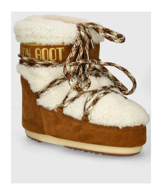 Shop Moon Boot Shearling Lace-up Boots In Nude