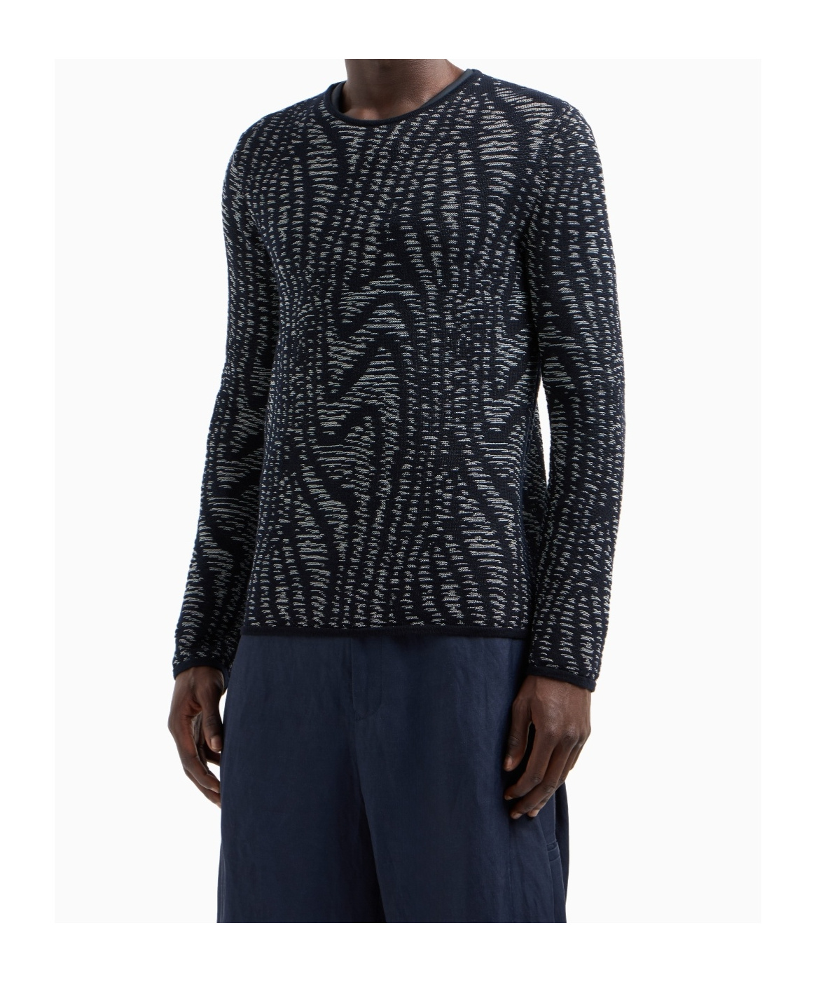 Giorgio Armani Men's Embroidered Jacquard Sweater In Black