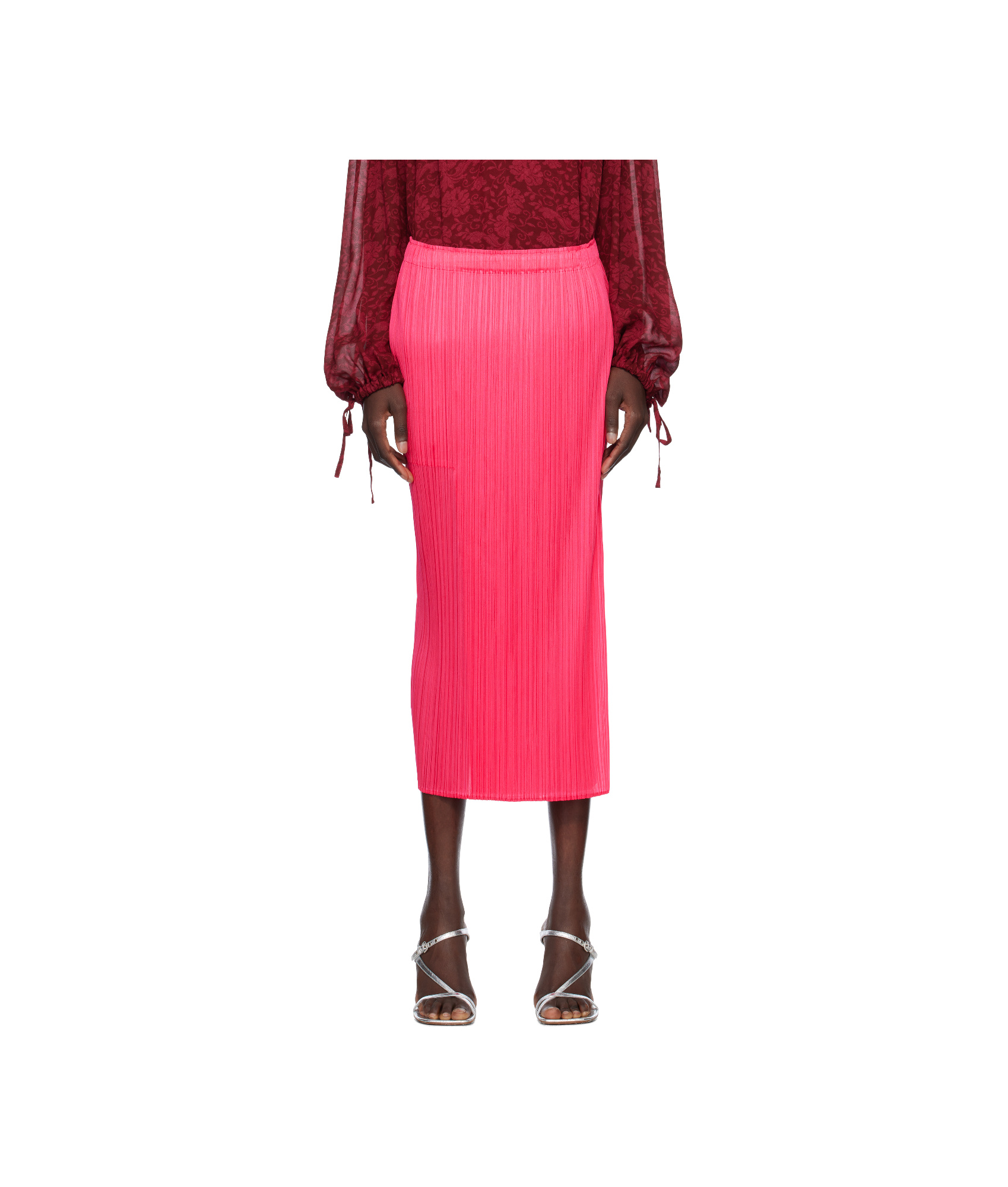 Issey Miyake Pink Monthly Colors March Midi Skirt In Pink