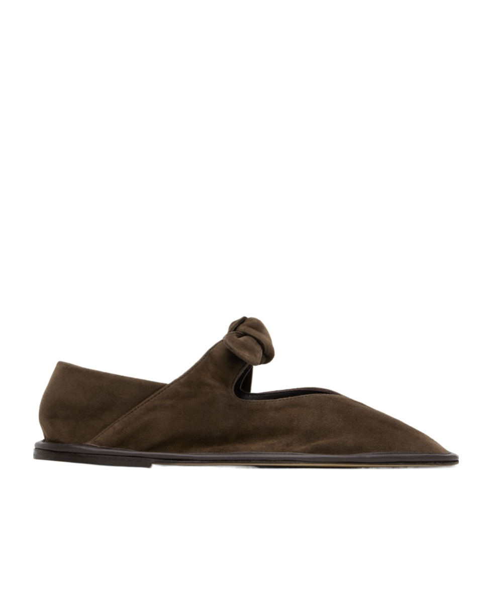 Hereu Brown Llasada Suede Ballerina Flats In Green