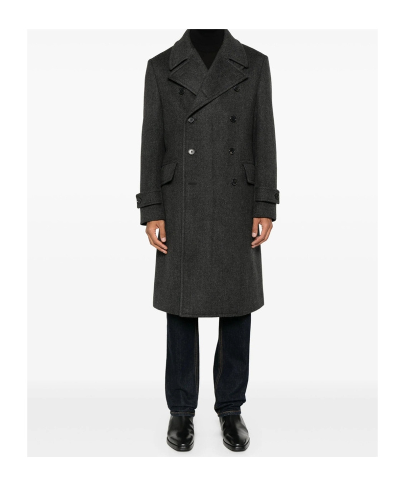 Caruso Double-breasted Grey Coat With Notched Lapel