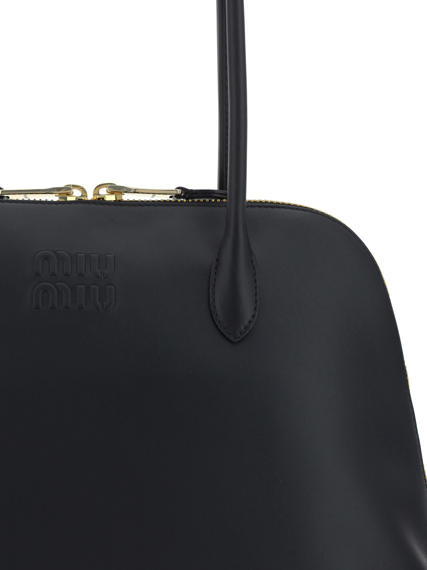 Miu Miu Logo-embossed Tote Bag In Black