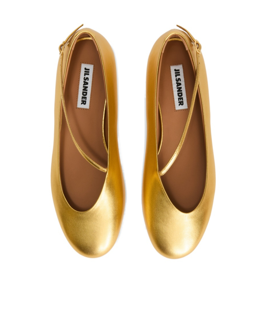 Jil Sander Elyss Laminated Ballet Flats In Gold