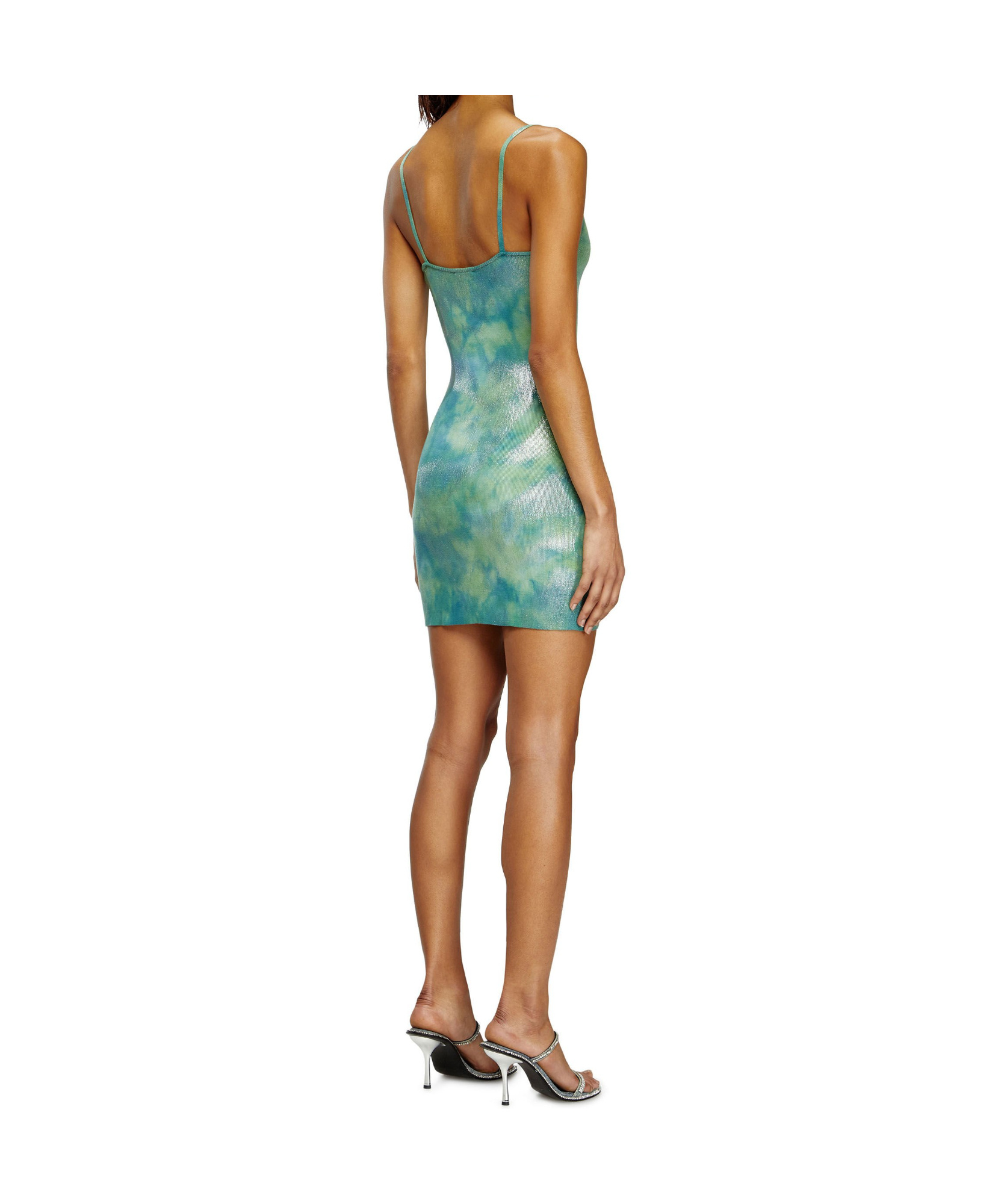 Diesel Knitted Dress With Metallic Accent In Green