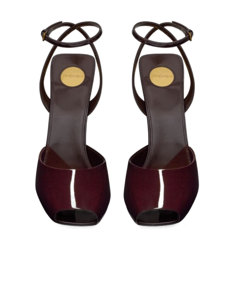 SAINT LAURENT LA SCANDALE SANDALS IN PATENT LEATHER 