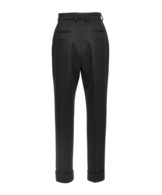 Dolce & Gabbana Turned-up Hem Tailored Trousers In Black
