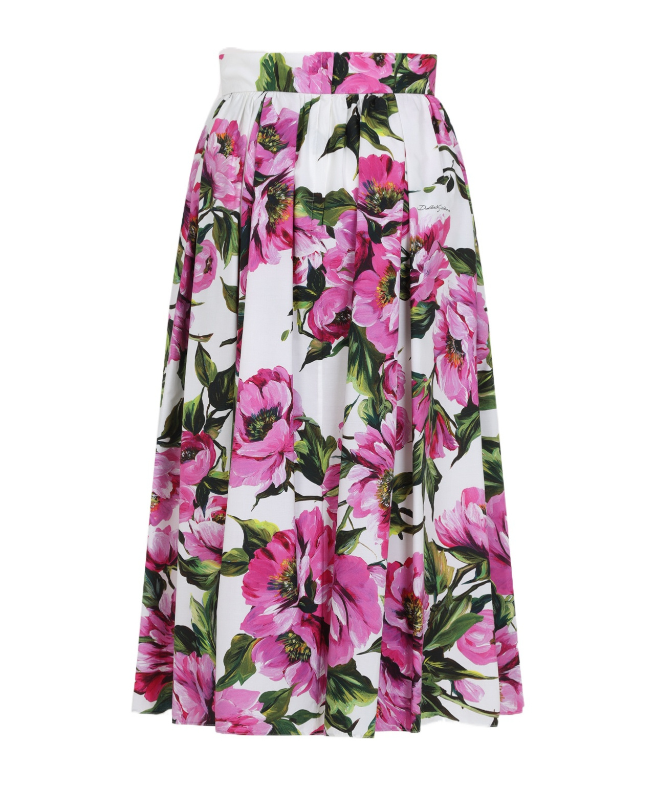 Dolce & Gabbana Womens Peonie Fuxia F.bco Floral-print Cotton Midi Skirt In Multicolor