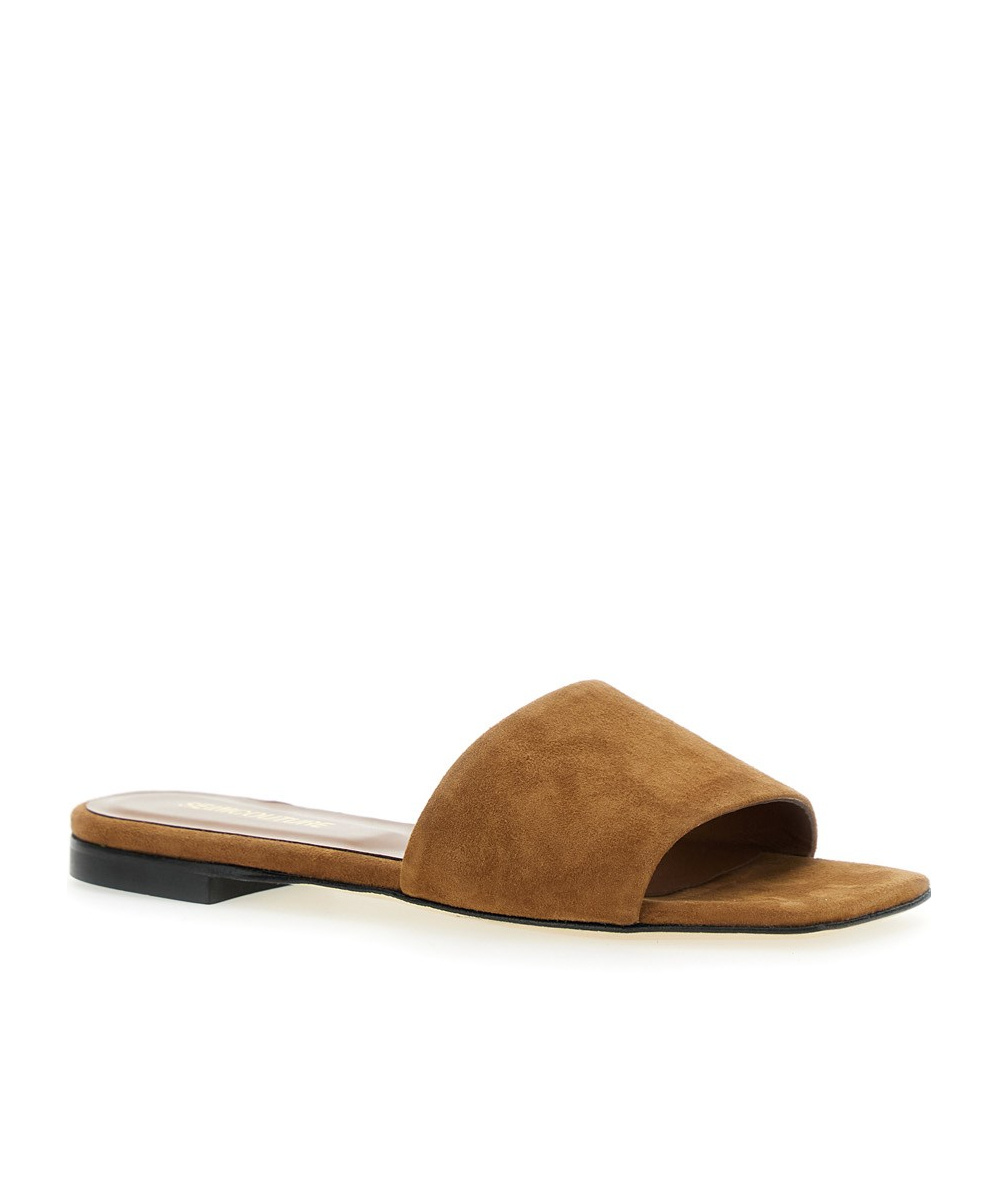 Semicouture Semi Couture Brown Slide Sandals In Suede Woman In Brown