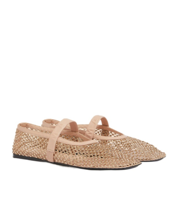 Marni Light Pink Mesh Mary Jane Ballet Flat With Crystals