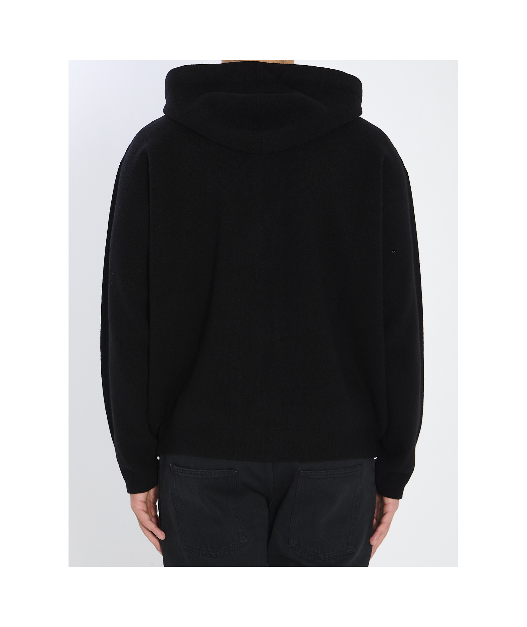 Roberto Collina Super-fine Wool Hooded Sweatshirt In Black