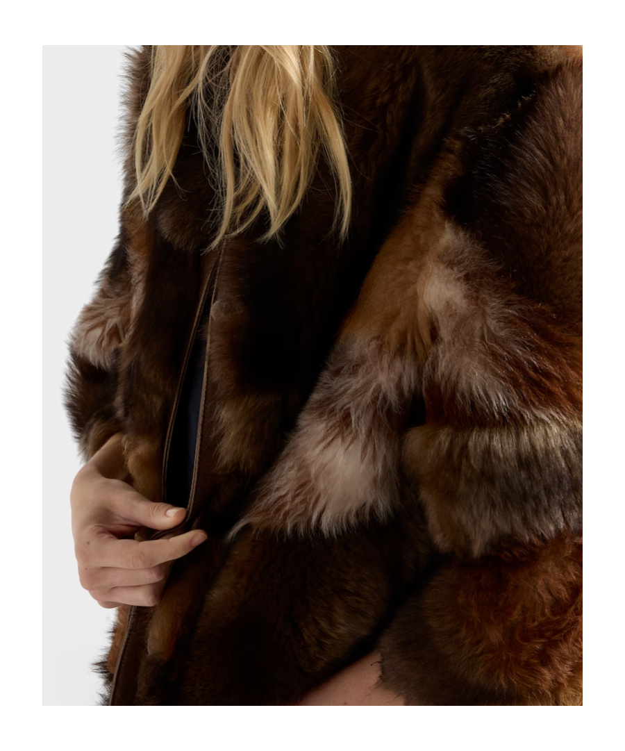 Prada Patchwork-mantel Aus Lammfell In Brown