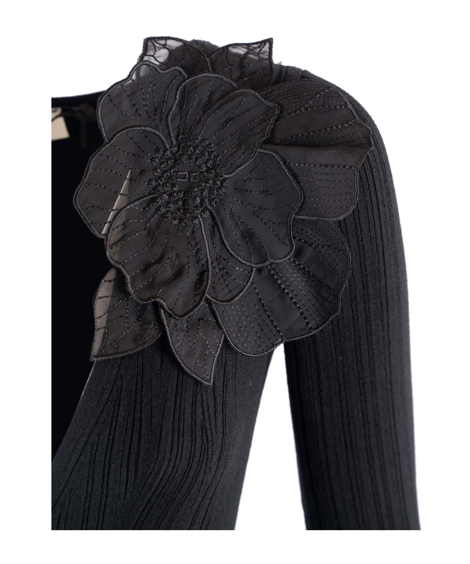 Elisabetta Franchi Flower-detailing Midi Dress In Black