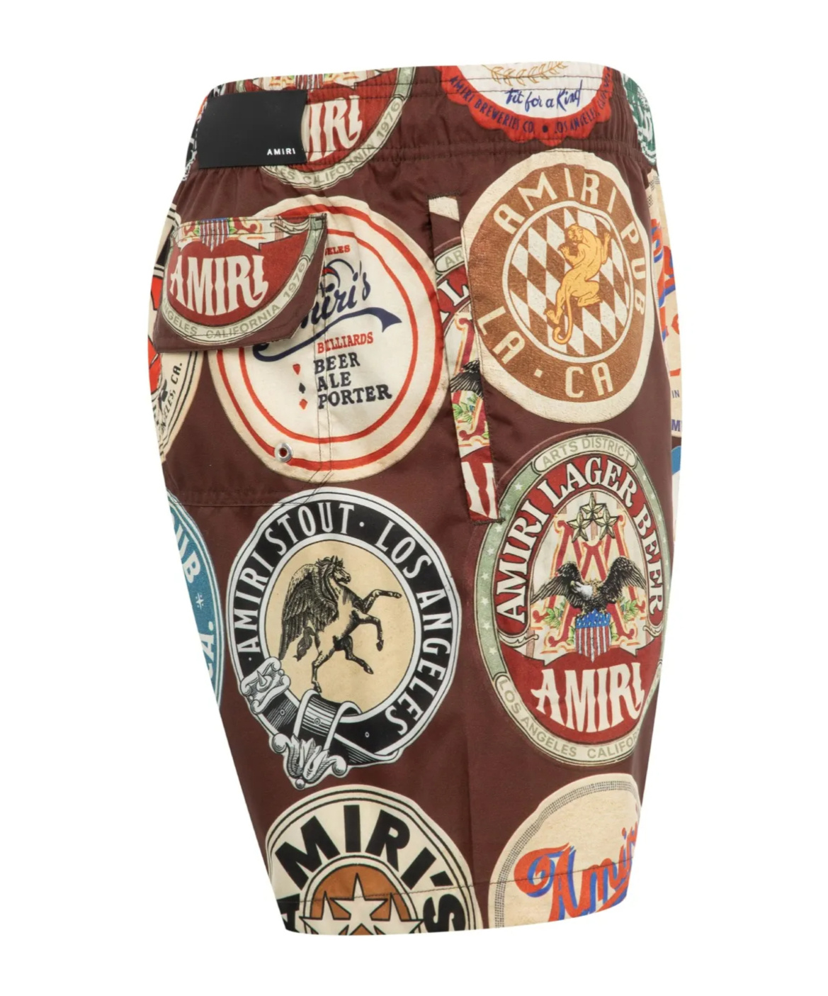 Shop Amiri Coaster-print Swim Shorts In Chocolate Brown
