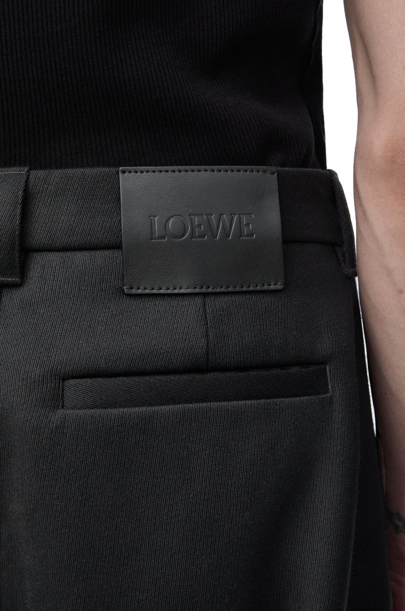Loewe High-waisted Pleated Wide Trousers In Black