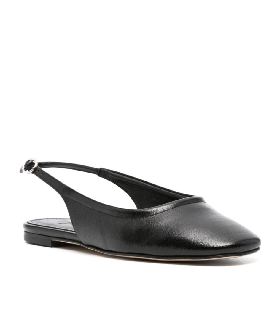 Aeyde Square-toe Leather Ballerina Shoes In Black
