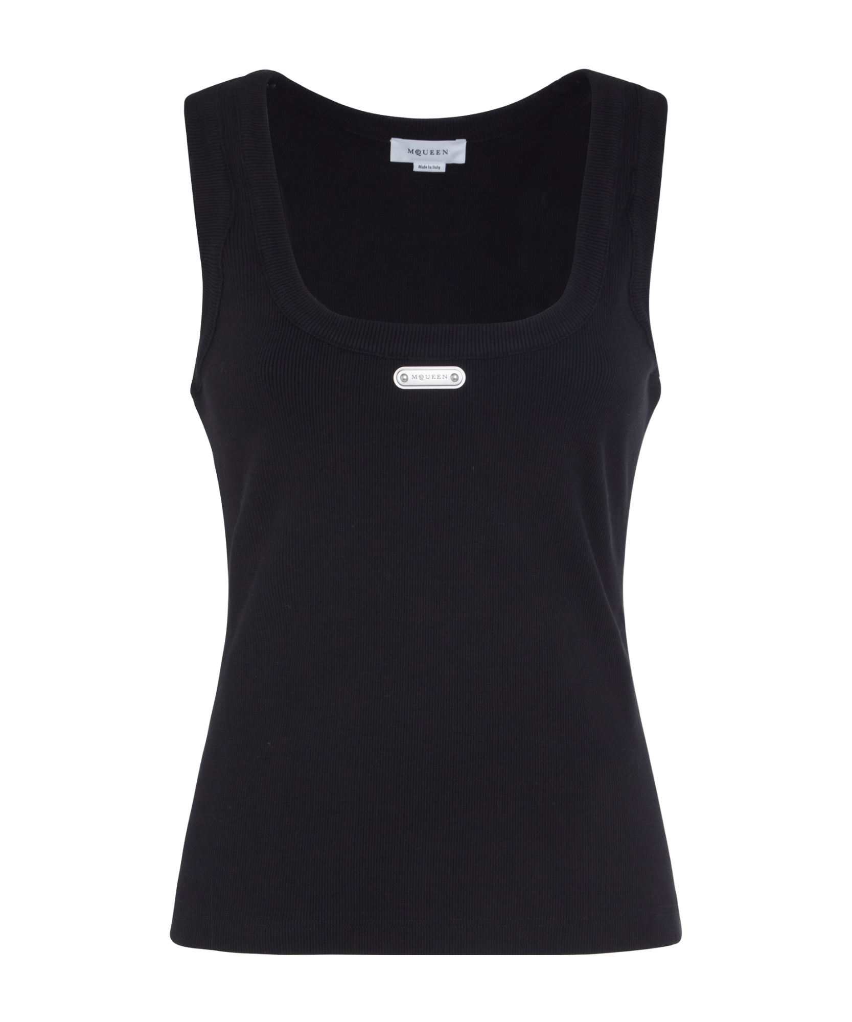 Alexander Mcqueen Ribbed Texture Sleeveless Top In Black