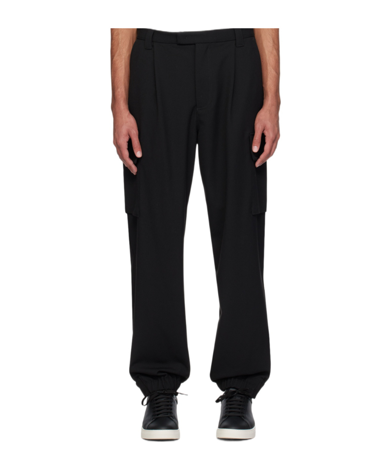 Emporio Armani Belt Loop Elastic Casual Pants In Black