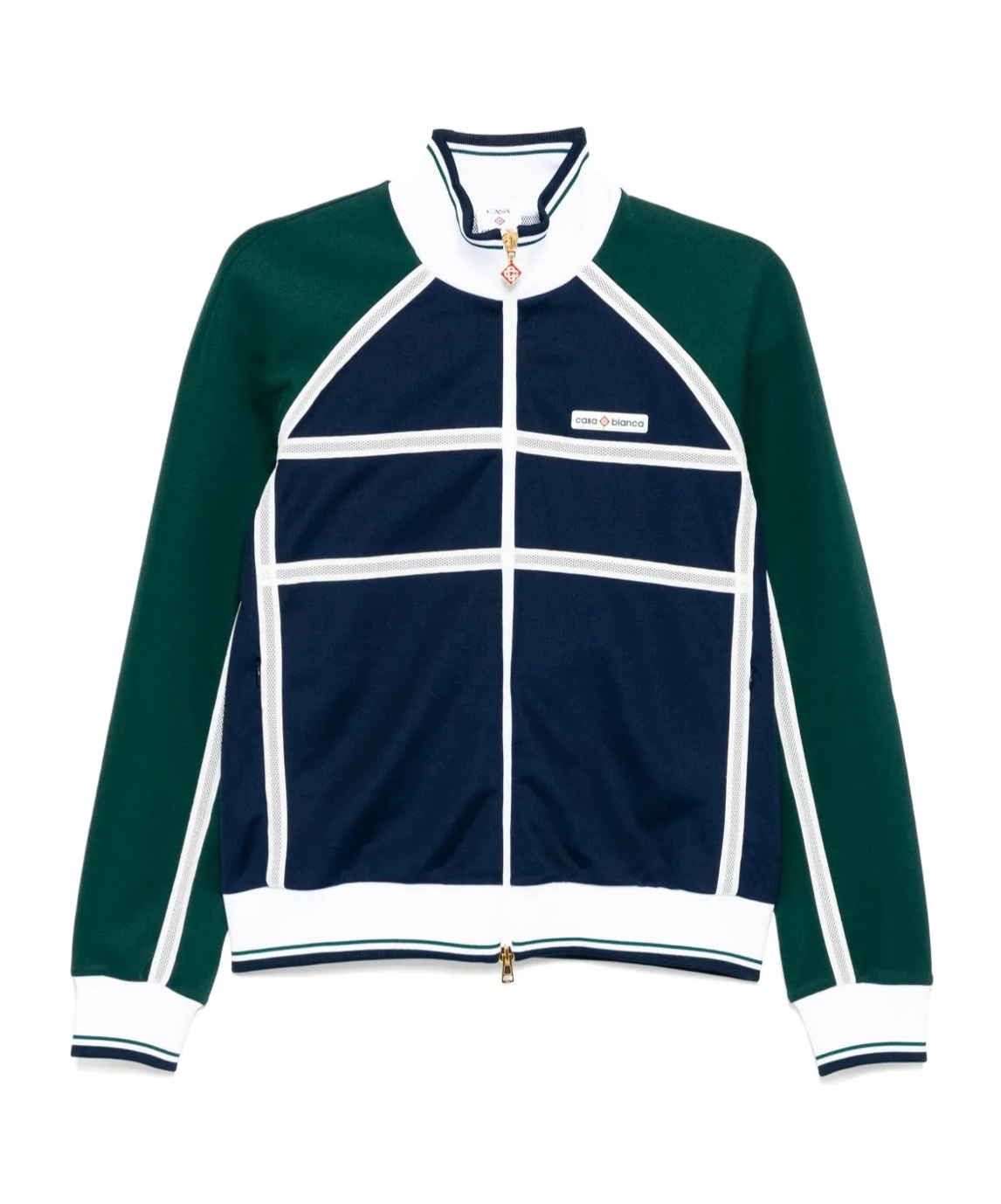 Casablanca Women's Track Mesh Tape Jacket | Size Small | Wps25jtp309 Color 01navy Color Green In Blue
