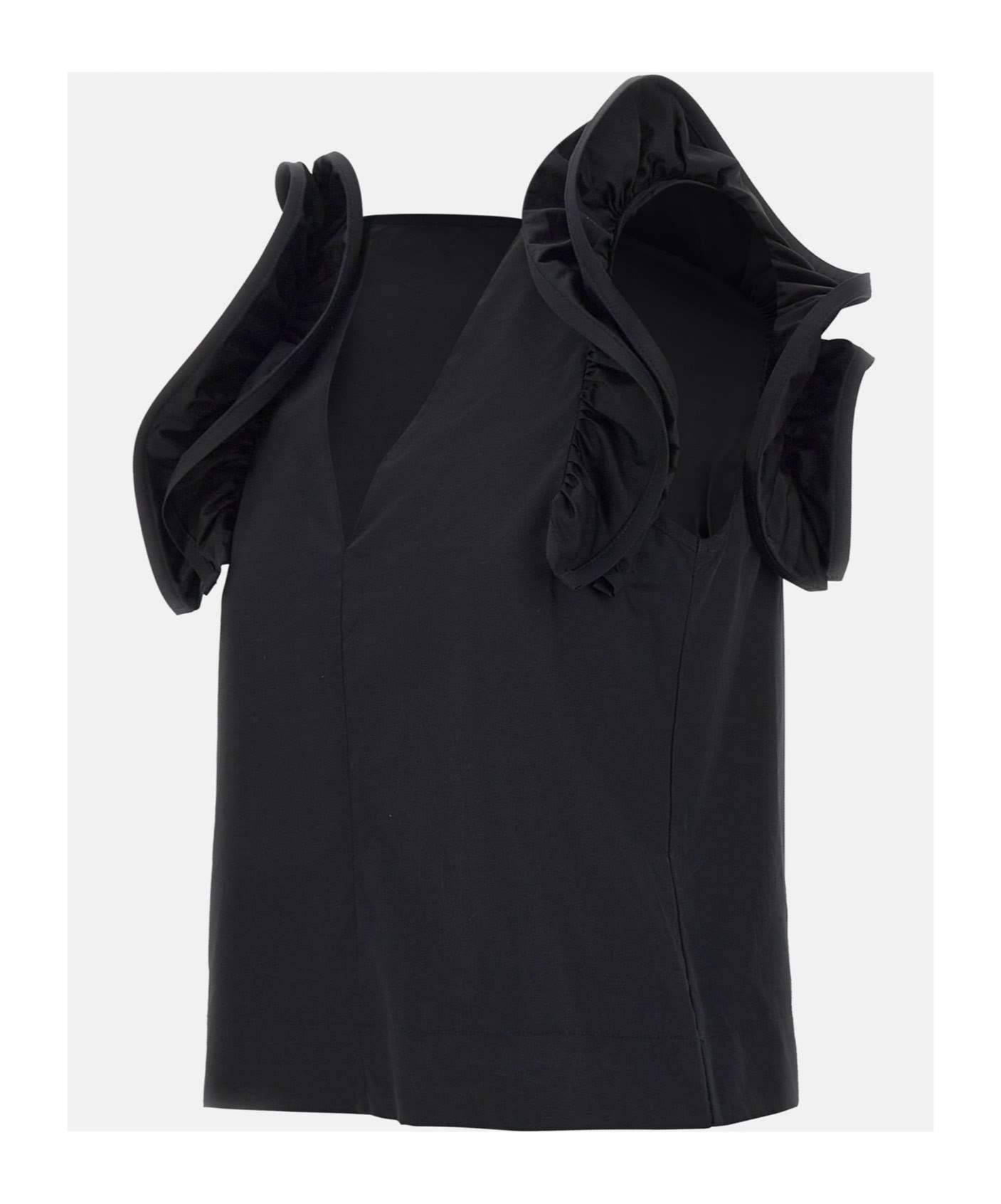 Kaos Ruffled-detail Top In Black