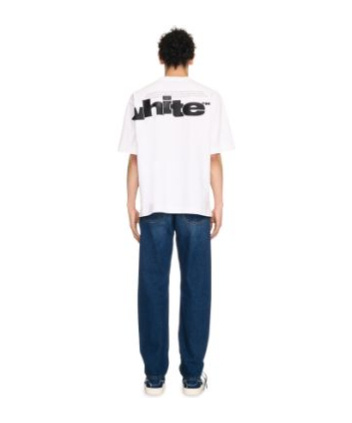 Shop Off-white Script Tapered Jeans In Blue